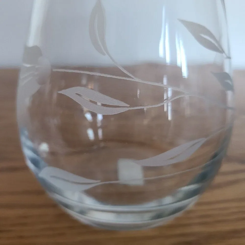 Pasabahce Floral Etched Glass Vase  |  Made in Turkey  |  Beautiful!